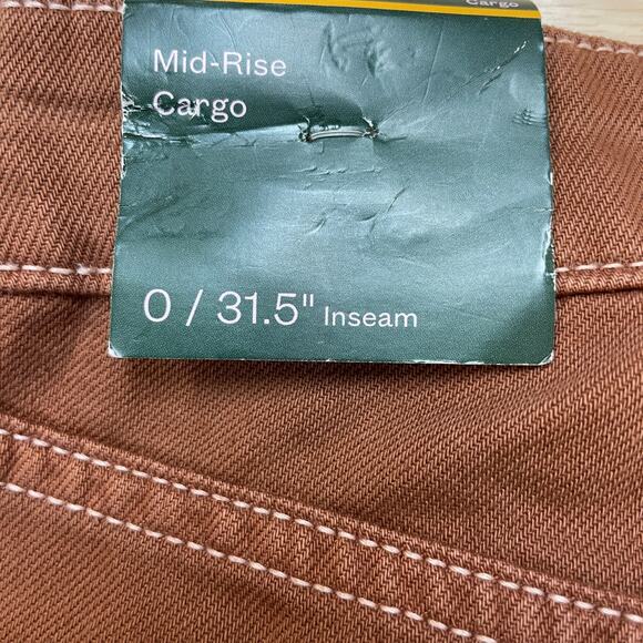 Wild Fable Women's Mid Rise Cargo Baggy Wide Leg Utility Jeans Brown Size 0 - Picture 6 of 7